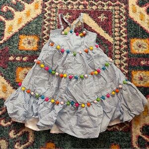 Blue Pompom Party Dress